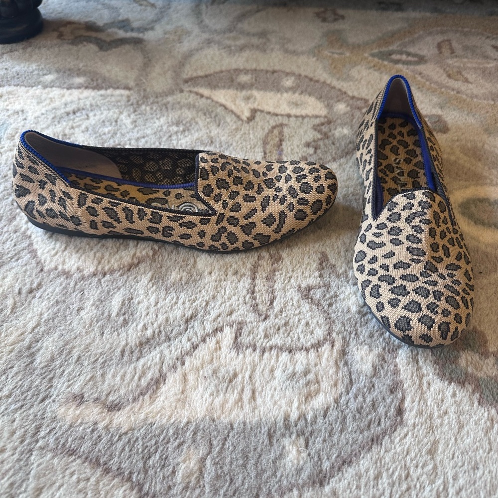 Rothy's Tan and Black Leopard Loafers